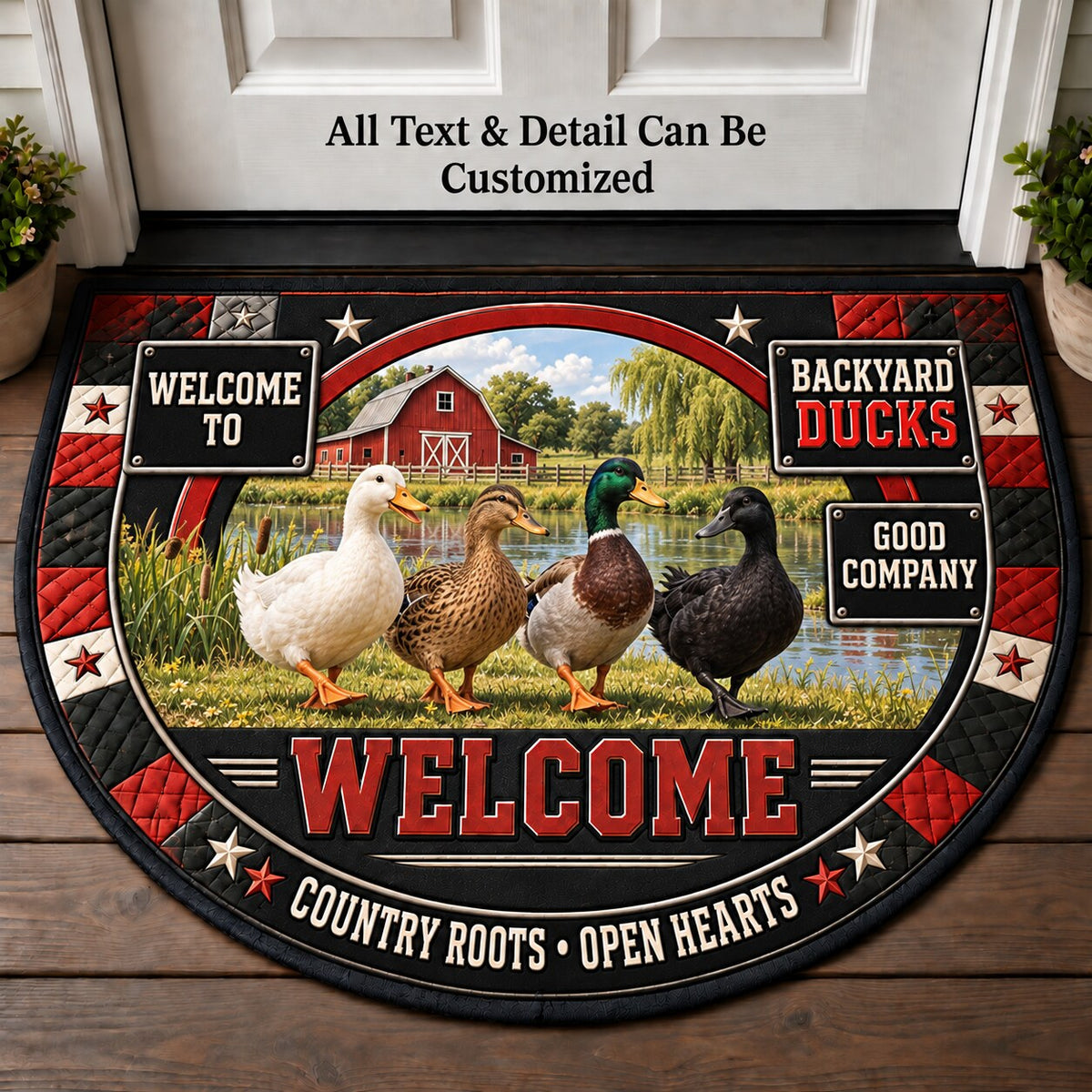 Backyard Ducks Personalized Half Round Mat | 5To9Vibe