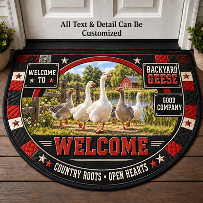 Backyard Geese Personalized Half Round Mat | 5To9Vibe
