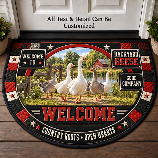 Backyard Geese Personalized Half Round Mat | 5To9Vibe