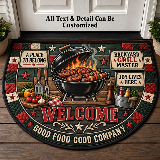 Backyard Grill Master Personalized Half Round Mat | 5To9Vibe