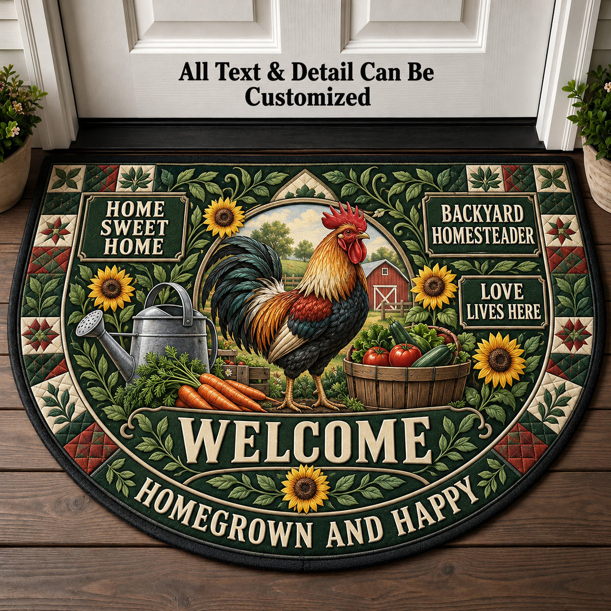 Backyard Homesteader Personalized Half Round Mat | 5To9Vibe