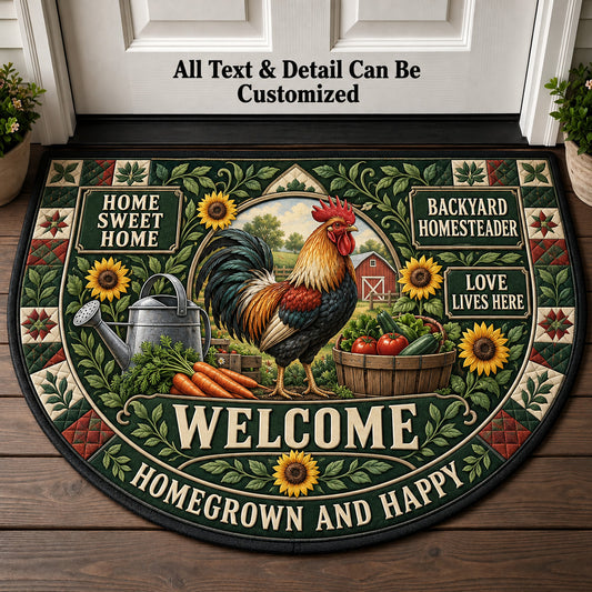 Backyard Homesteader Personalized Half Round Mat | 5To9Vibe
