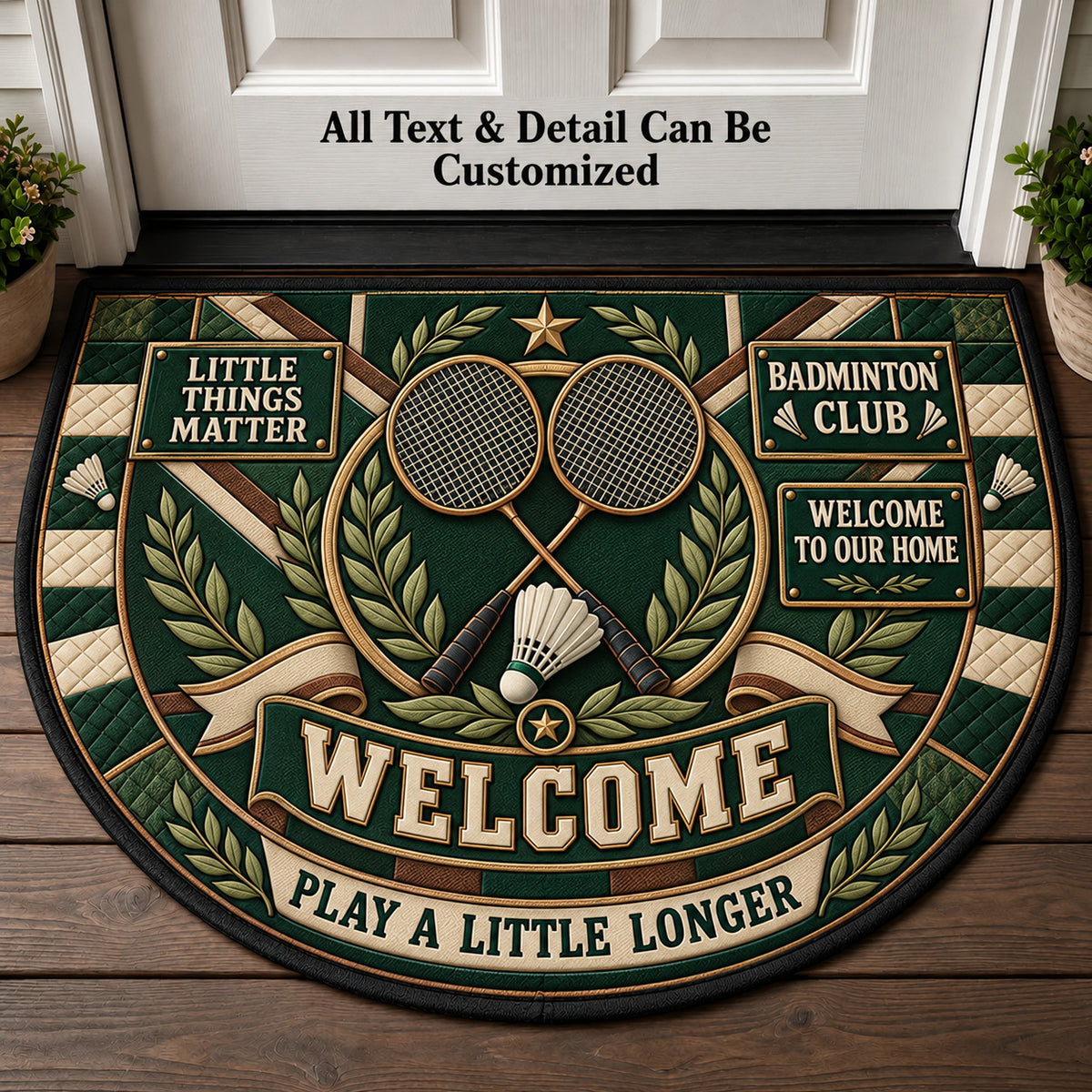 Badminton Club Personalized Half Round Mat | 5To9Vibe