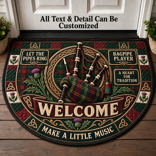 Bagpipe Player Personalized Half Round Mat | 5To9Vibe