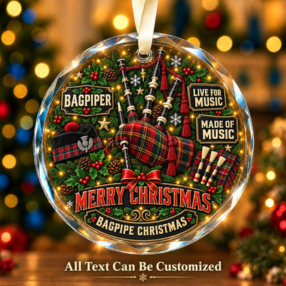 Bagpiper Personalized Glass Ornament | 5To9Vibe