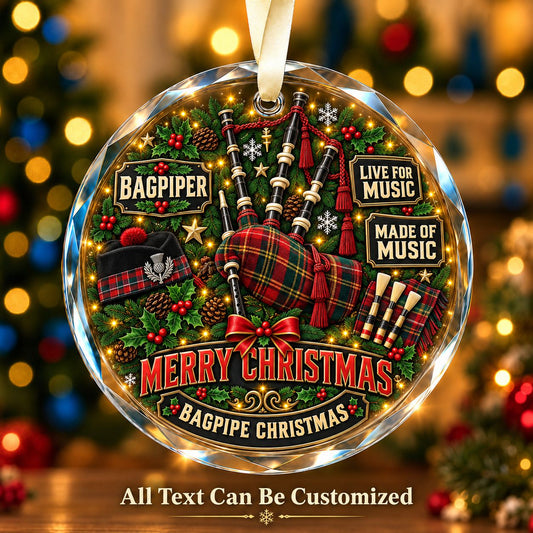 Bagpiper Personalized Glass Ornament | 5To9Vibe