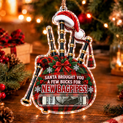 Bagpipes Christmas money holder ornament