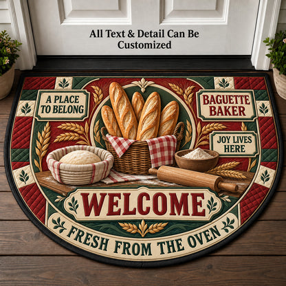 Baguette Baker Personalized Half Round Mat | 5To9Vibe