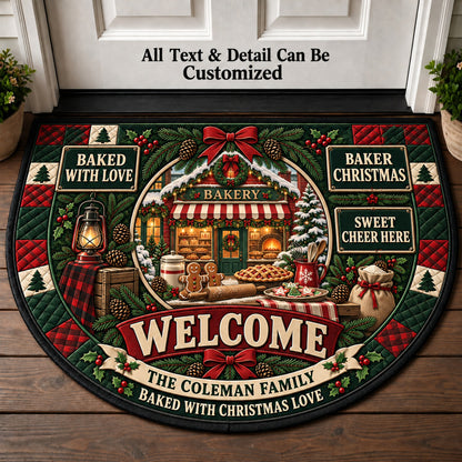 Baker Christmas Personalized Half Round Mat | 5To9Vibe