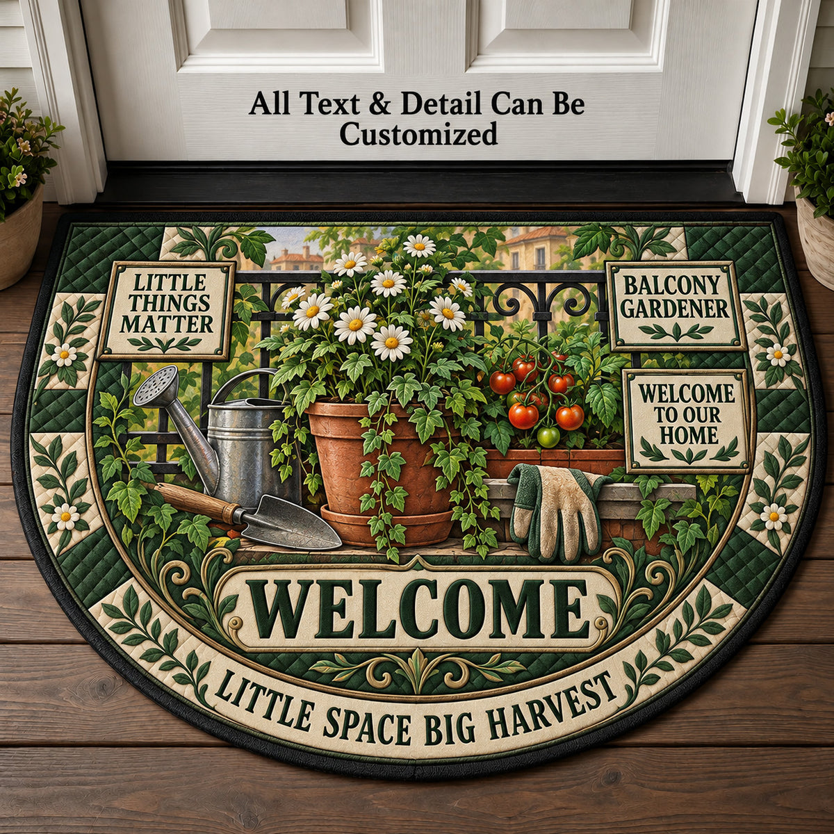 Balcony Gardener Personalized Half Round Mat | 5To9Vibe