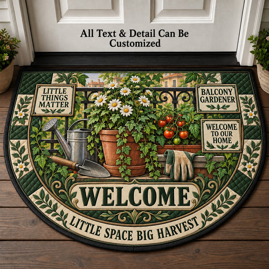 Balcony Gardener Personalized Half Round Mat | 5To9Vibe