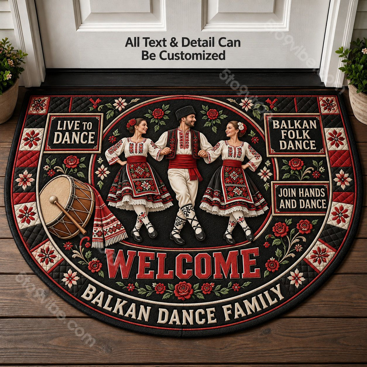 Balkan Folk Dance Personalized Half Round Mat | 5To9Vibe