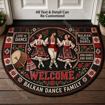 Balkan Folk Dance Personalized Half Round Mat | 5To9Vibe