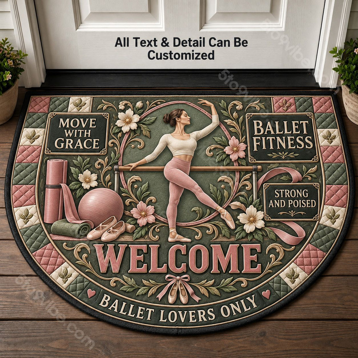Ballet Fitness Personalized Half Round Mat | 5To9Vibe
