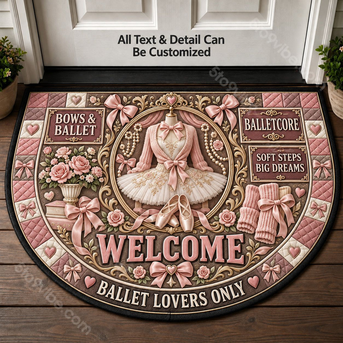 Balletcore Personalized Half Round Mat | 5To9Vibe
