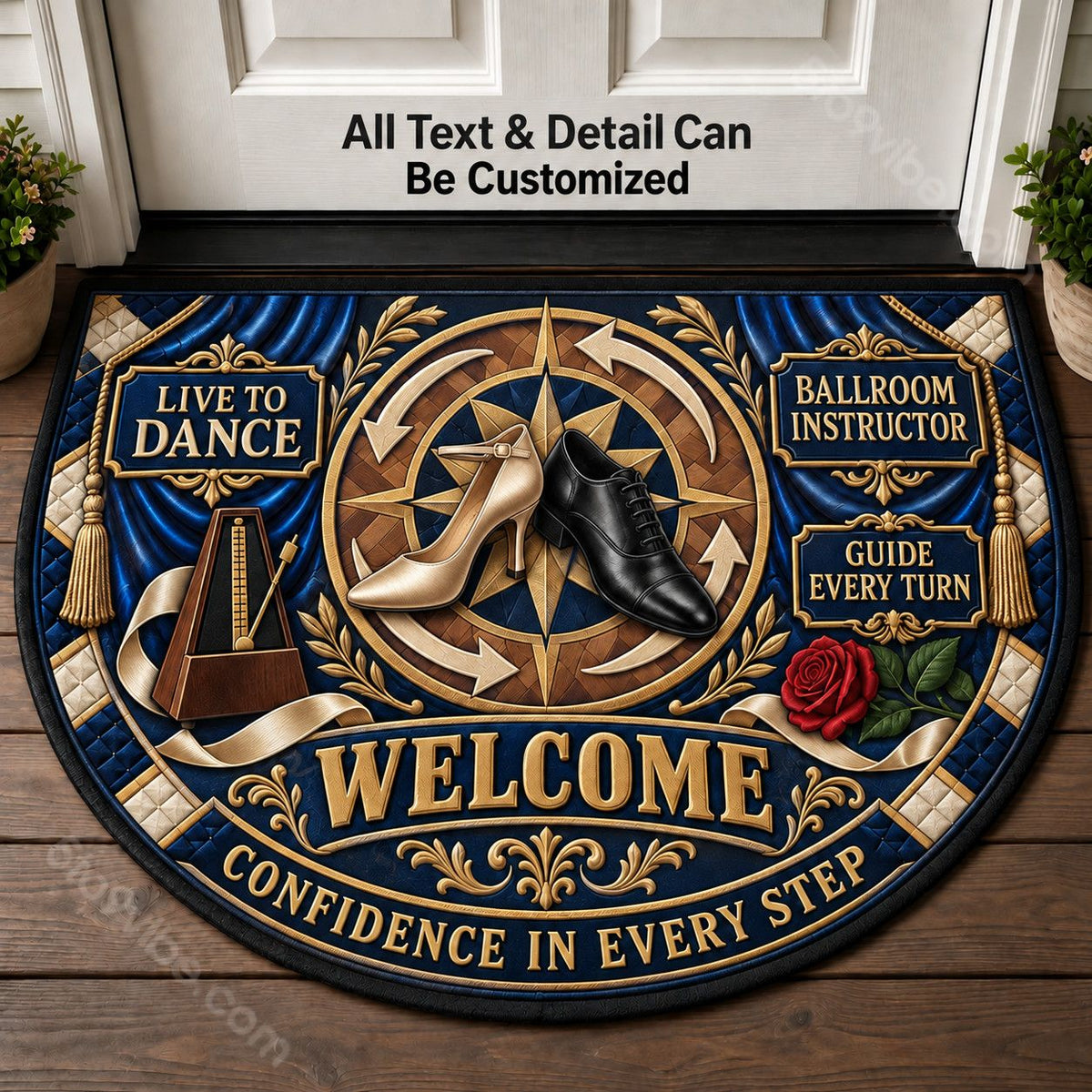 Ballroom Instructor Personalized Half Round Mat | 5To9Vibe