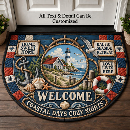 Baltic Seaside Retreat Personalized Half Round Mat | 5To9Vibe