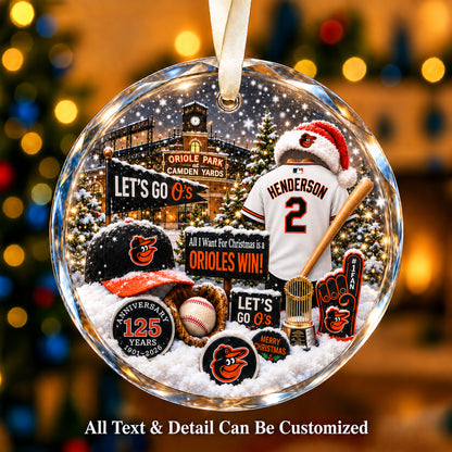 Baltimore Orioles Jersey Snow Globe Glass Ornament