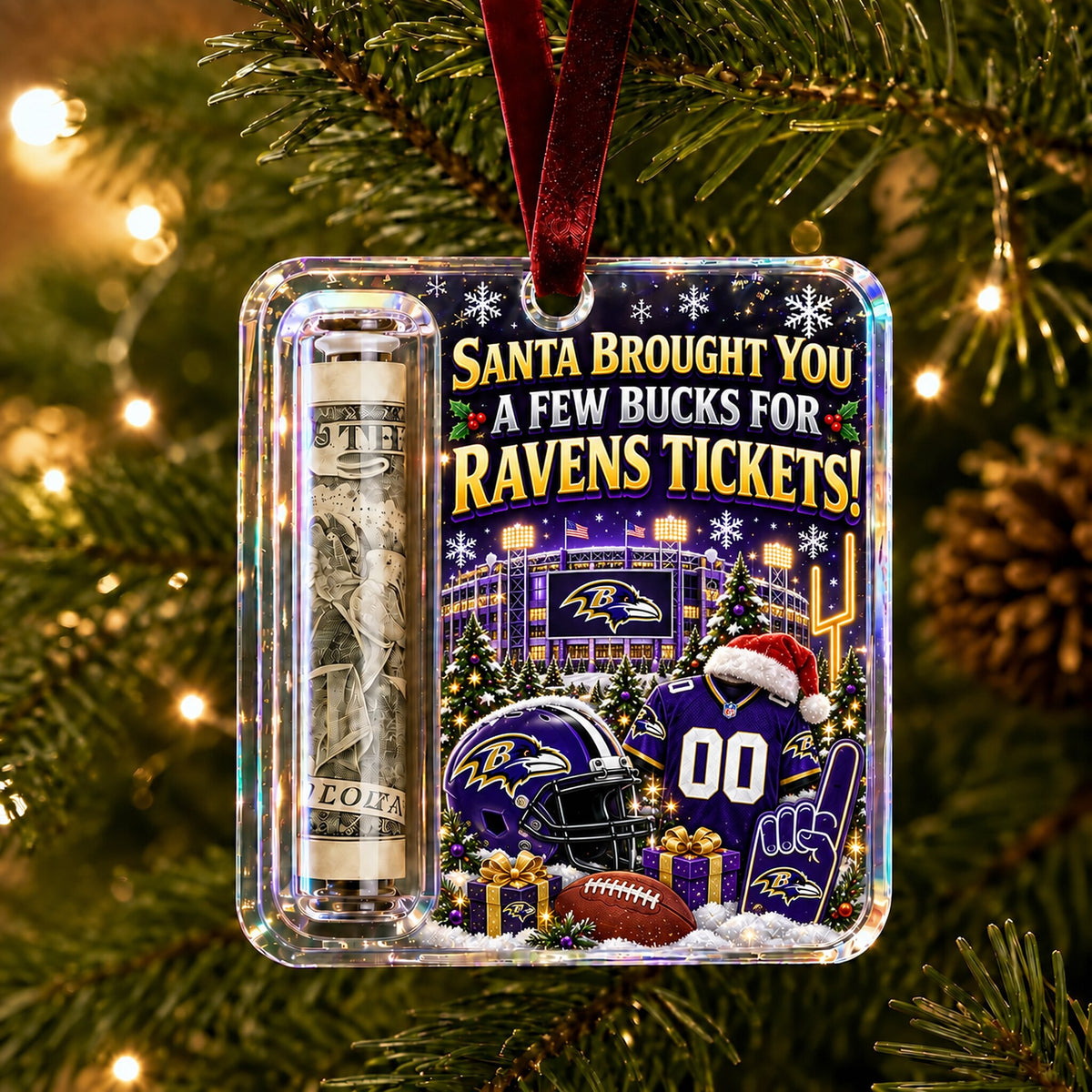 All Football Teams Christmas Money Holder Glass Ornament - 5to9vibe