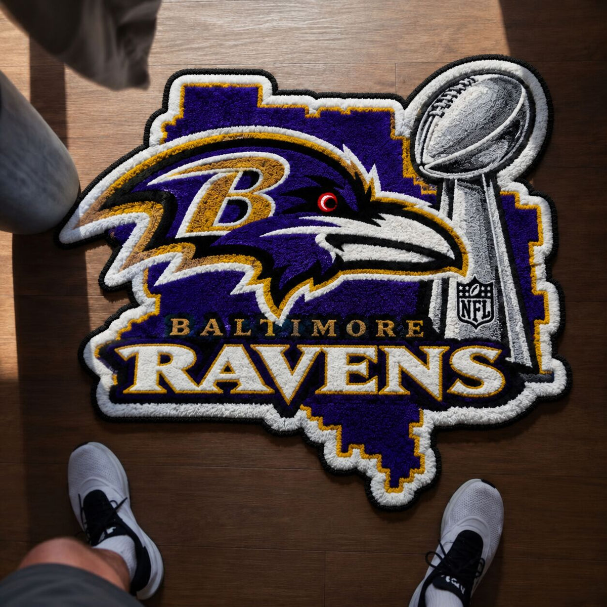 All Football Teams Logo Trophy City Map Football Fan Custom Shape Rug Print Premium Welcome Mat Washable Black Border Personalized Football Custom Shape Rug