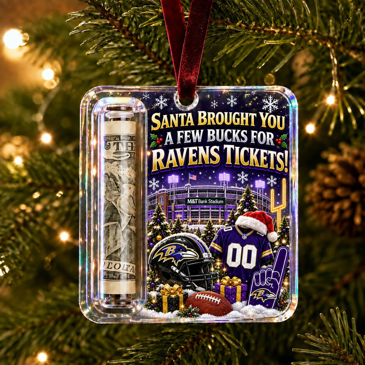 All Football Teams Football Stadium Christmas Money Holder Glass Ornament - 5to9vibe
