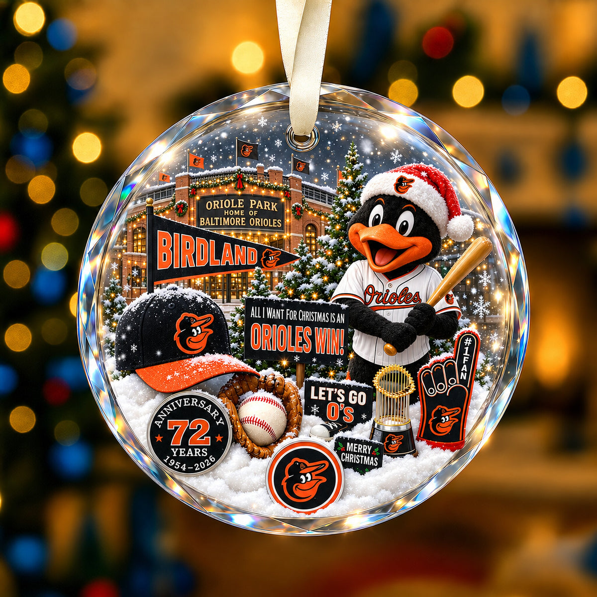 All Baseball Teams Christmas Snow Vibe Round Glass Ornament  With Red Gift Box | 5to9vibe