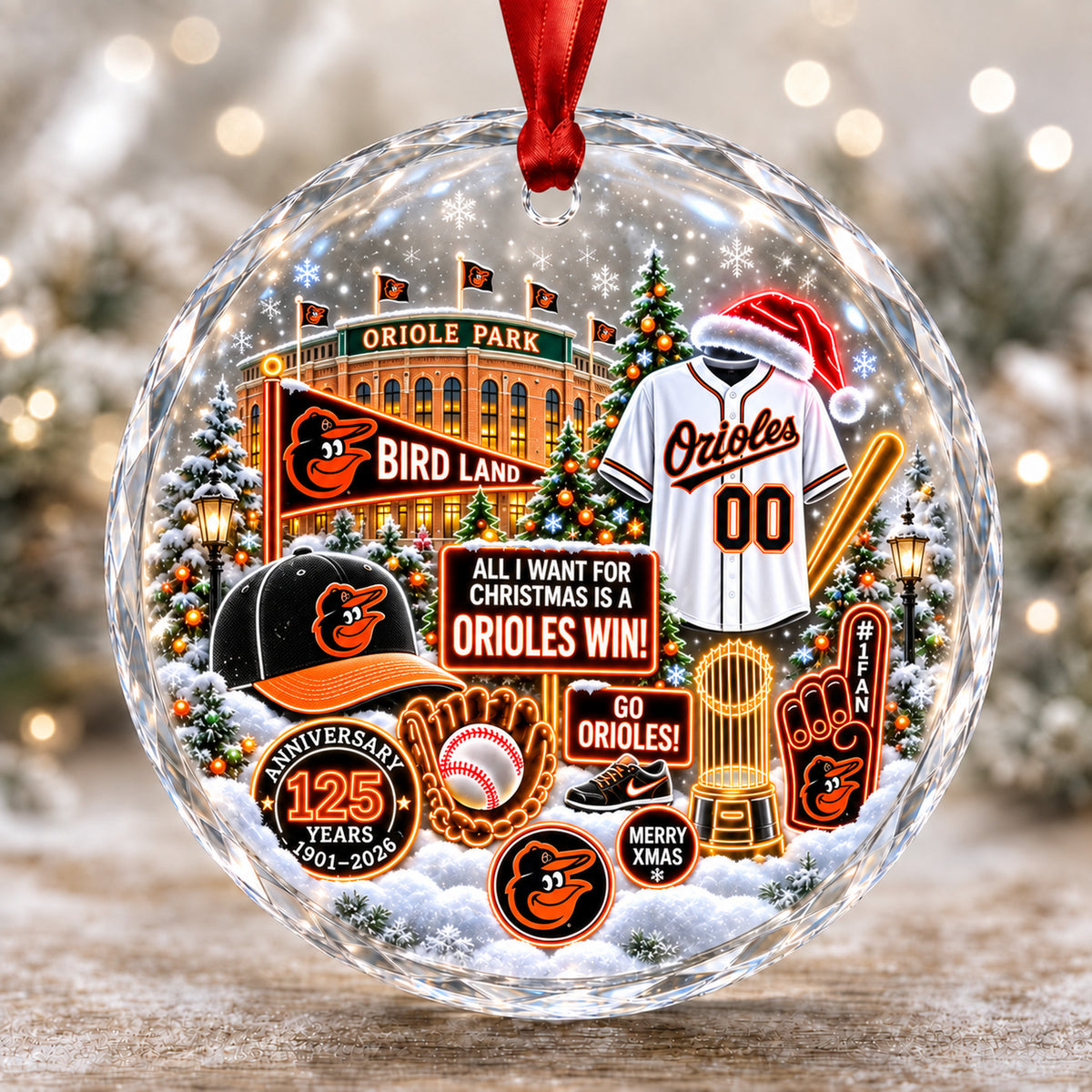 Adorno de vidrio de béisbol, 3 unidades con caja de regalo, equipo de béisbol de Navidad - Adorno de vidrio