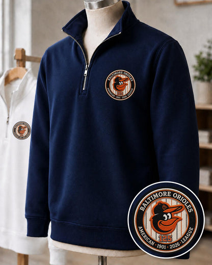 All Baseball Teams Embroidered Logo Anniversary  Premium Quarter Zip Sweatshirt, Inspired Quarter Zip Sweater, Unisex Baseball Sweatshirt