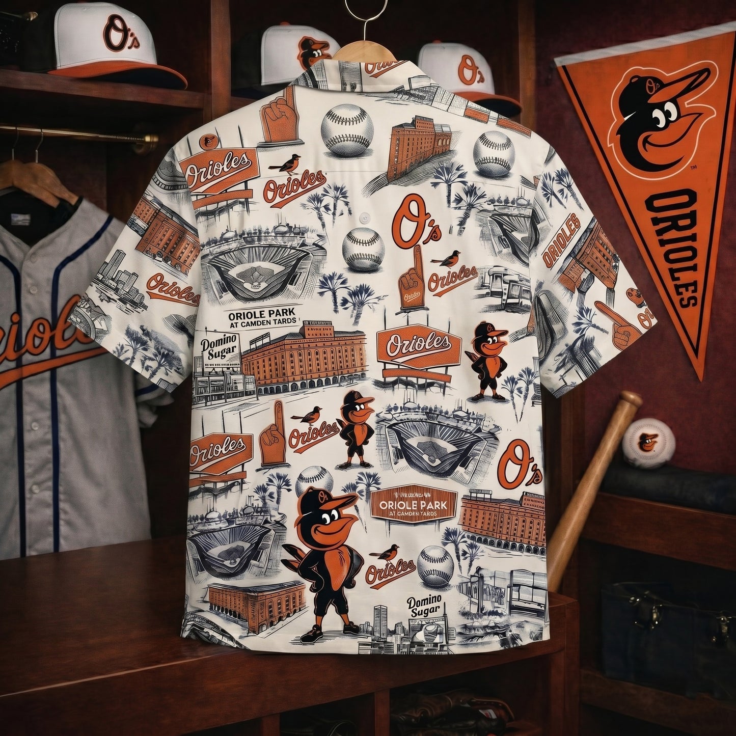 Camisa Hawaiana Vintage Unisex con Botones "Legacy Edition" y eslogan del Estadio de Béisbol BO