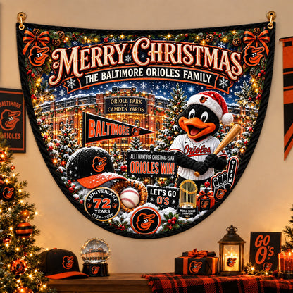 All Baseball Teams Personalized Christmas Night Bunting Flag - 5to9vibe