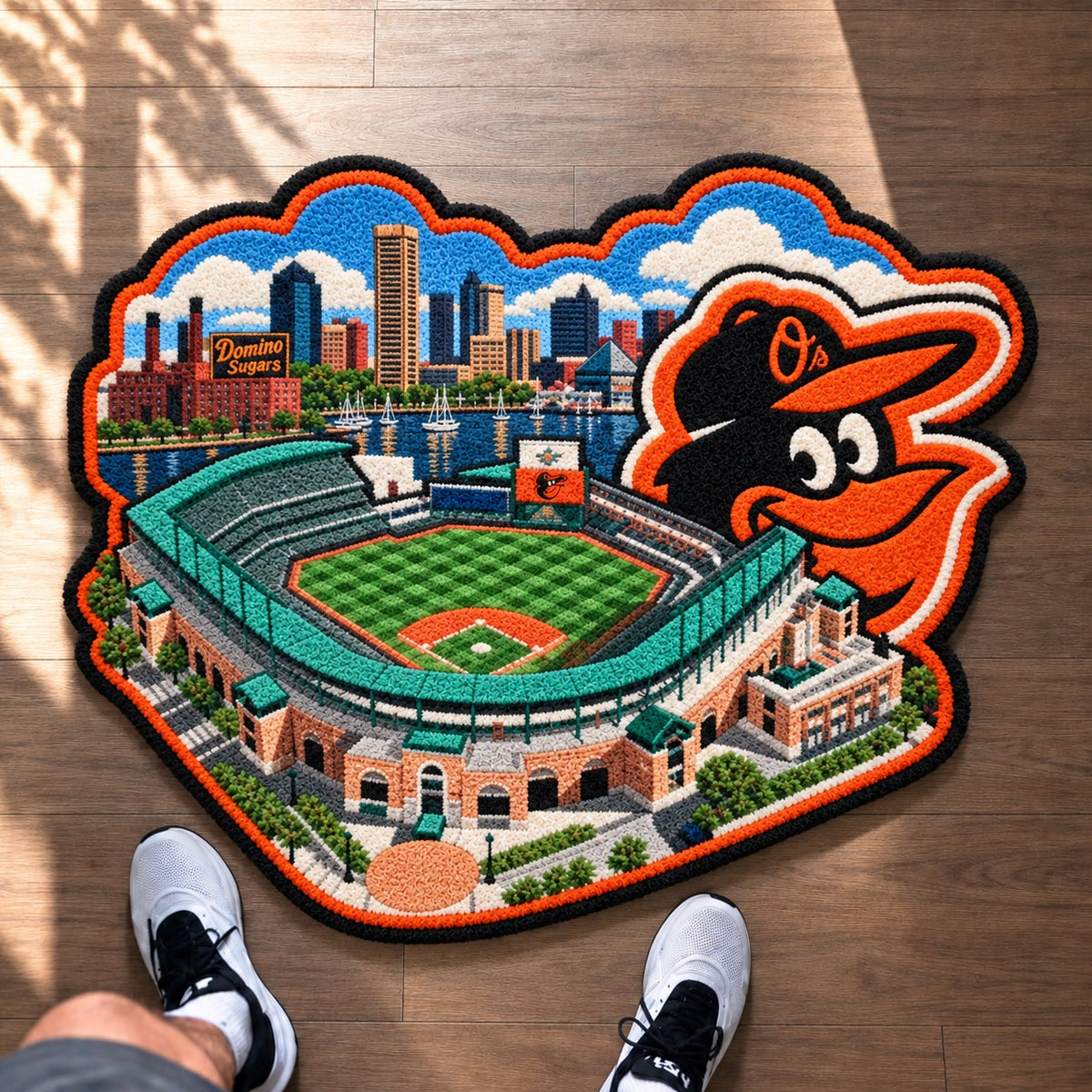 All Baseball Teams Logo Stadium Area Baseball Fan Custom Shape Rug Print Premium Welcome Mat Washable Black Border Personalized Baseball Custom Shape Rug