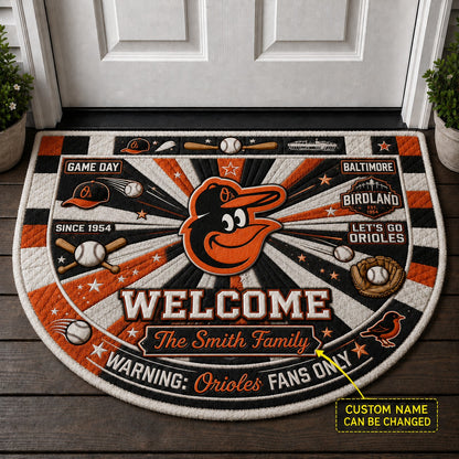 Official-Inspired Baseball Fan Custom Quilted Print Premium Welcome Mat Washable Black Border – Personalized Baseball Doormat