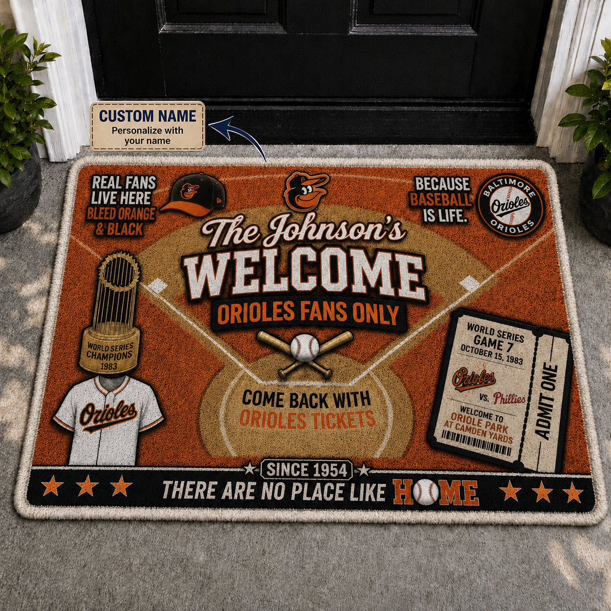 Alfombra personalizada de bienvenida premium de equipo de la MLB – Felpudo de béisbol personalizado
