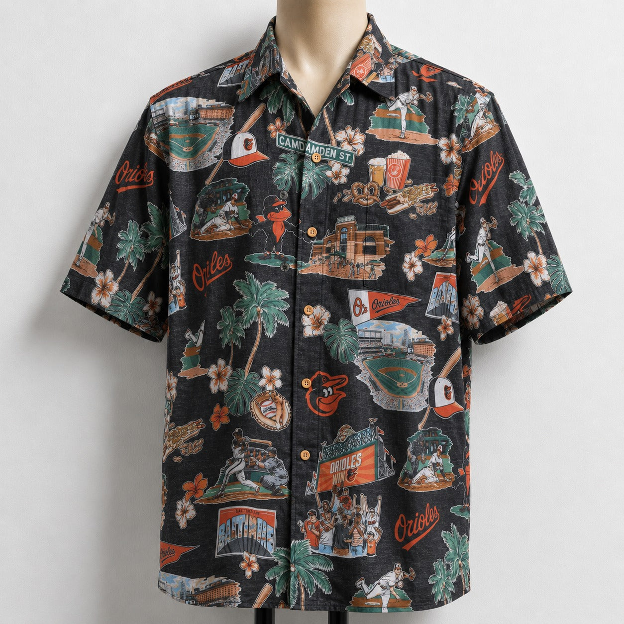 CC Baseball Teams Scenic Pattern Button-Up Unisex Hawaiian Shirt For Men and Women