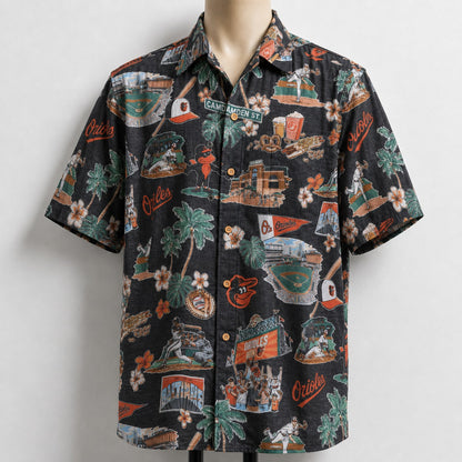 CC Baseball Teams Scenic Pattern Button-Up Unisex Hawaiian Shirt For Men and Women