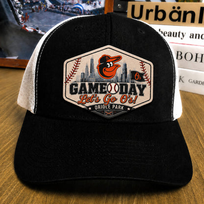 All Teams Baseball Logo Game Day Leather Patch Premium Mesh Snap Back Cap | Trucker Cap