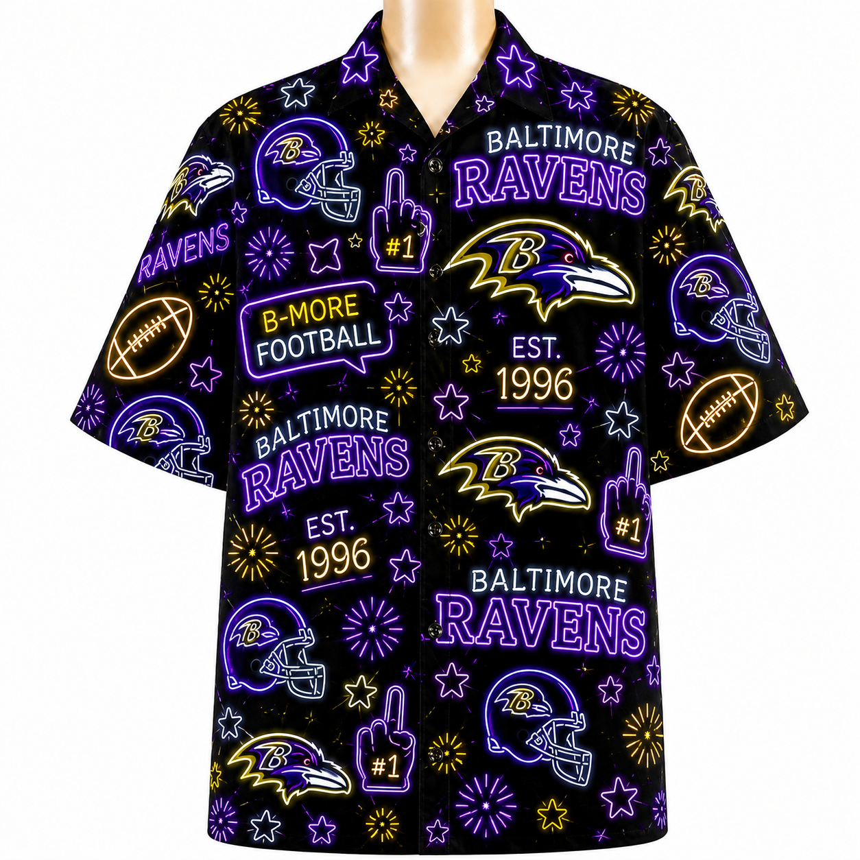 All Football Teams Neon Vibe Summer Button-Up Unisex Hawaiian Shirt For Men and Women