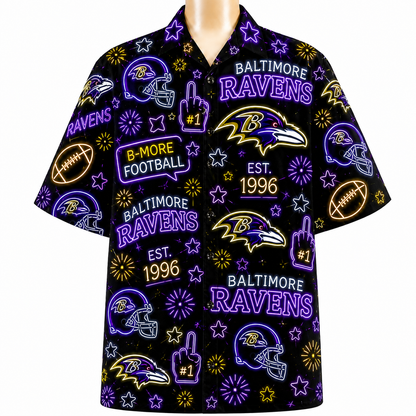 All Football Teams Neon Vibe Summer Button-Up Unisex Hawaiian Shirt For Men and Women