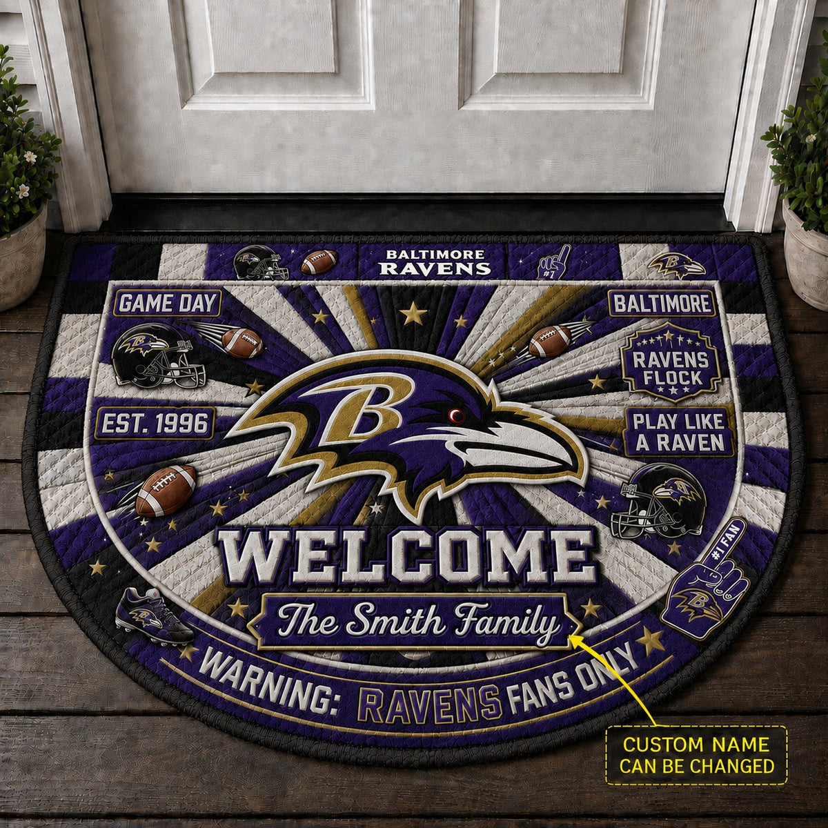 Official-Inspired Football Fan Custom Premium Welcome Mat – Personalized Doormat