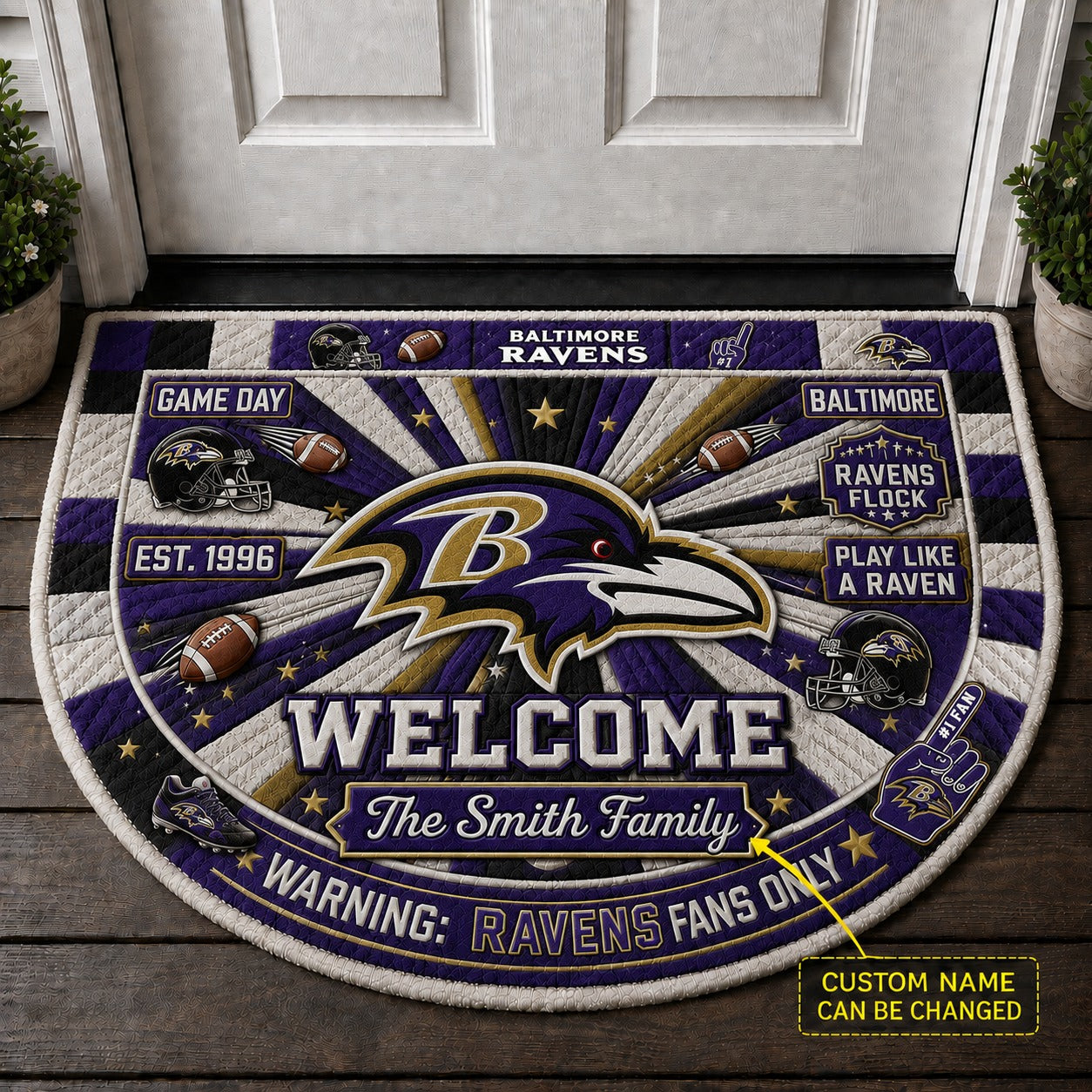 Official-Inspired Football Fan Custom Premium Welcome Mat – Personalized Doormat