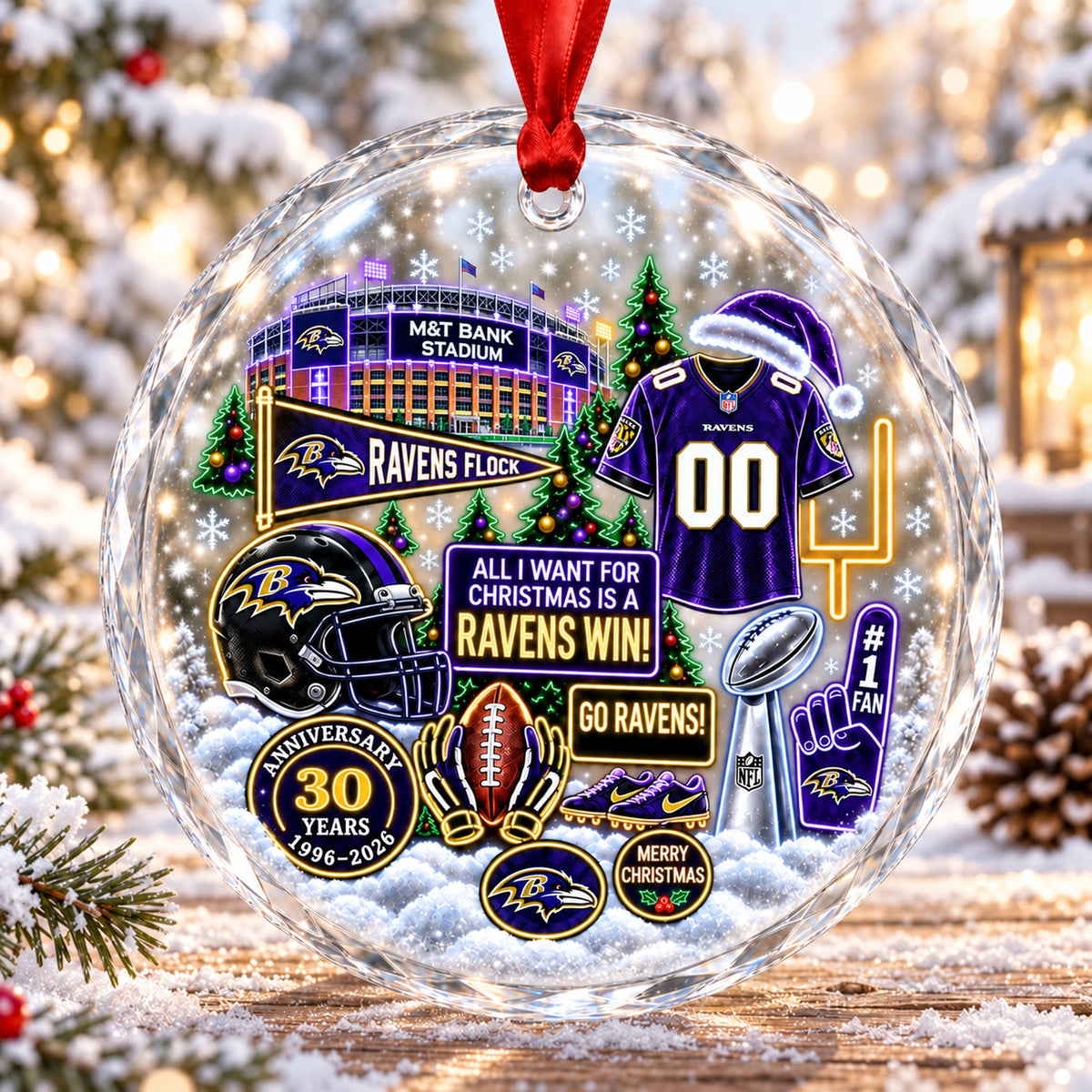 All Football Teams Christmas Stadium Snow Vibe Glass Ornament With Gift Box - 5to9vibe