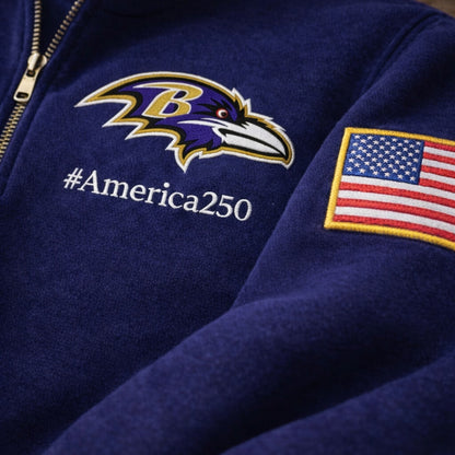 Football Logo America 250 Anniversary Embroidered Logo Premium Quarter Zip Sweatshirt, Inspired Quarter Zip Sweater