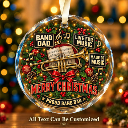 Band Dad Personalized Glass Ornament | 5To9Vibe