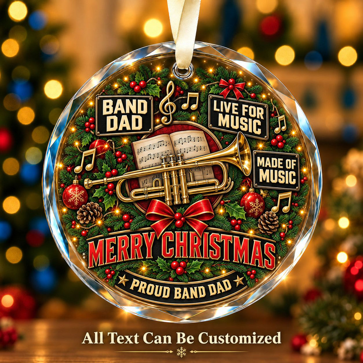 Band Dad Personalized Glass Ornament | 5To9Vibe