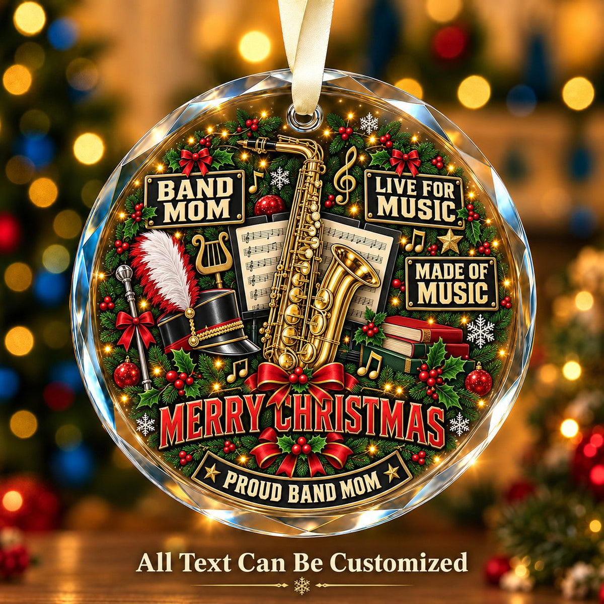 Band Mom Personalized Glass Ornament | 5To9Vibe