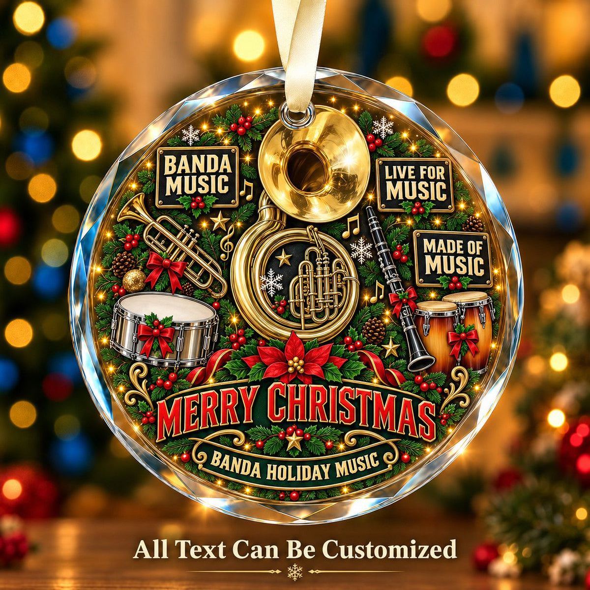 Banda Music Personalized Glass Ornament | 5To9Vibe