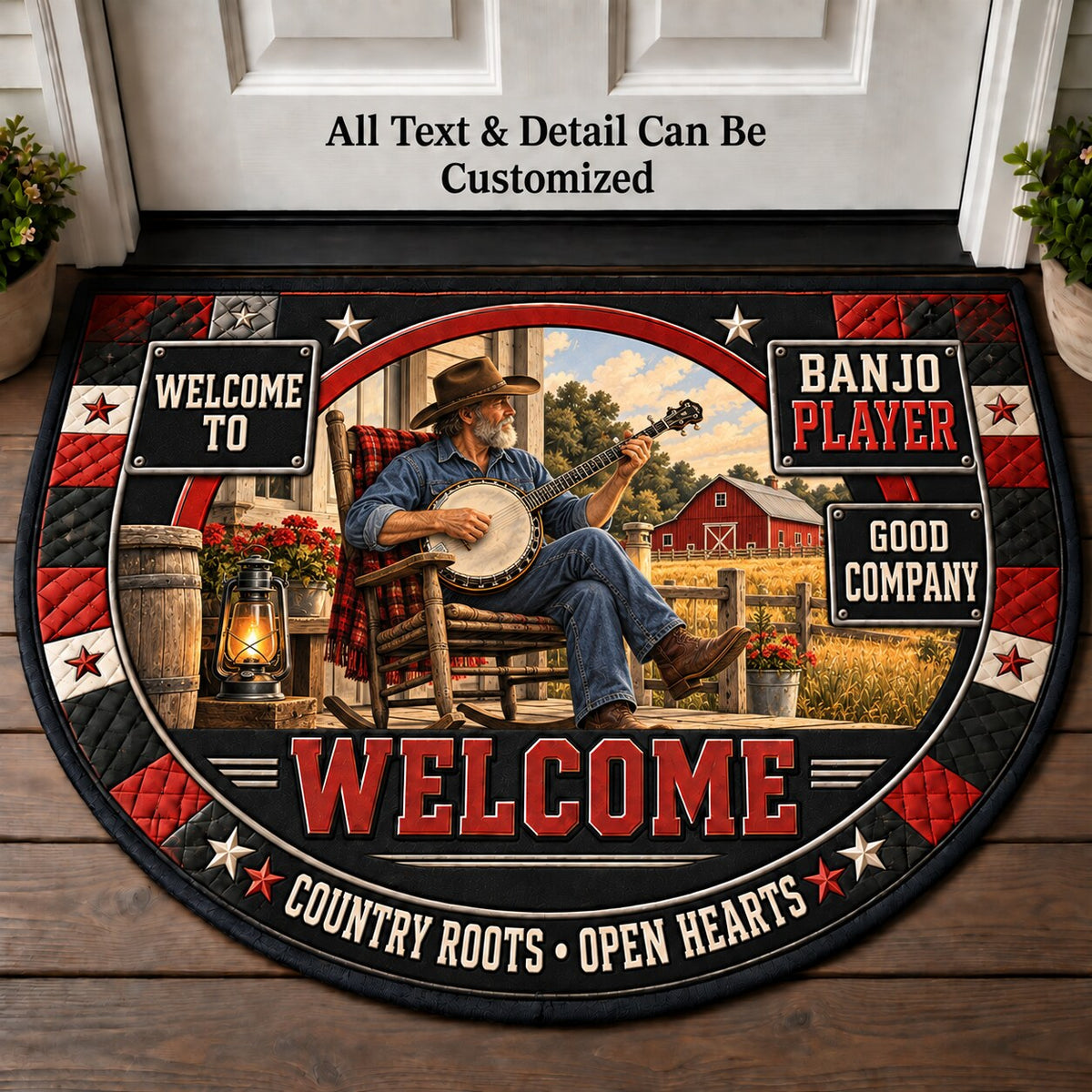 Banjo Player Personalized Half Round Mat | 5To9Vibe