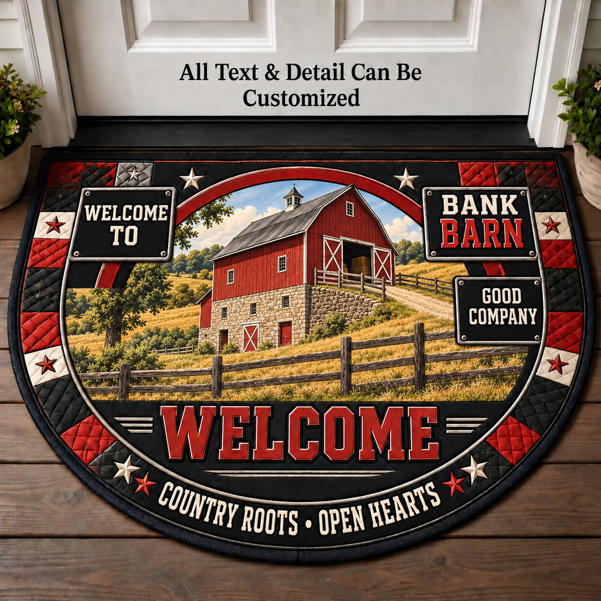 Bank Barn Personalized Half Round Mat | 5To9Vibe