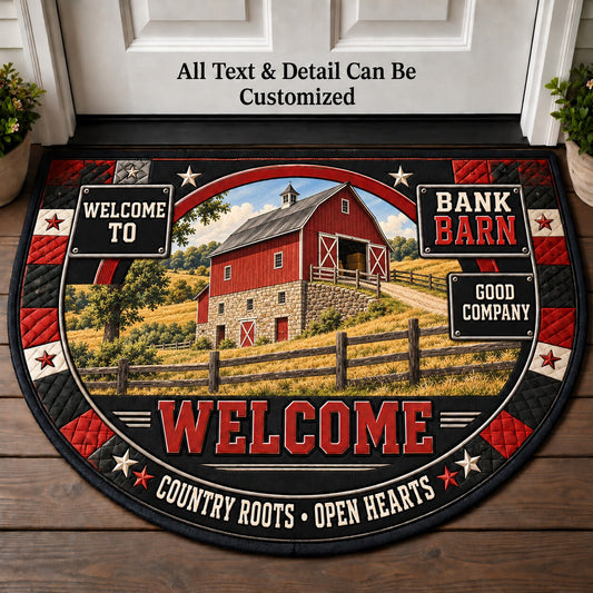 Bank Barn Personalized Half Round Mat | 5To9Vibe