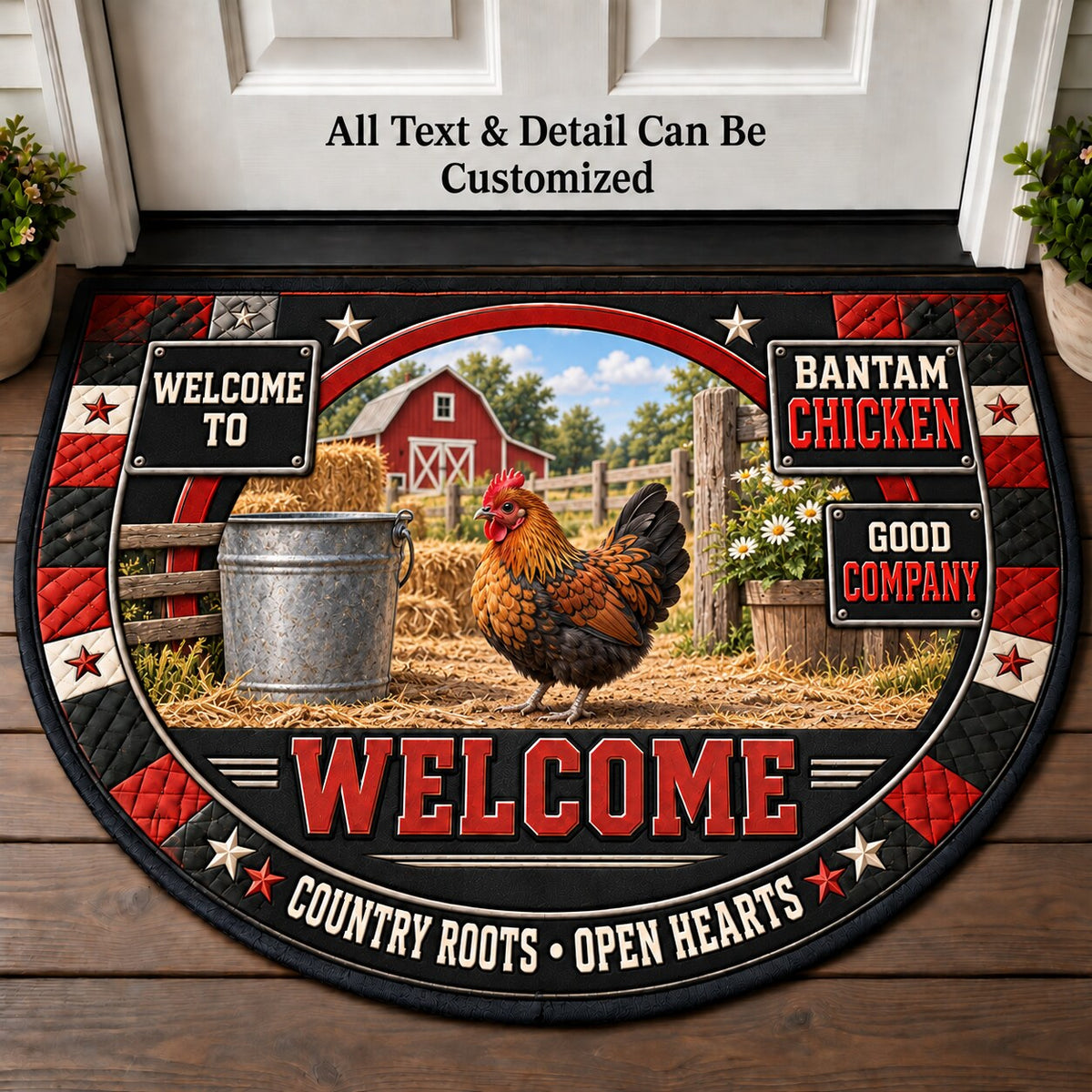 Bantam Chicken Personalized Half Round Mat | 5To9Vibe